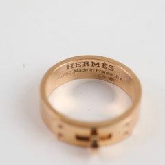 Hermes 18k Kelly Ring Rose Gold with Diamonds Size 51