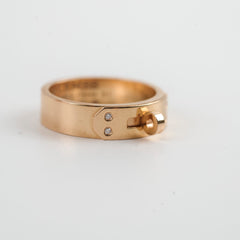 Hermes 18k Kelly Ring Rose Gold with Diamonds Size 51