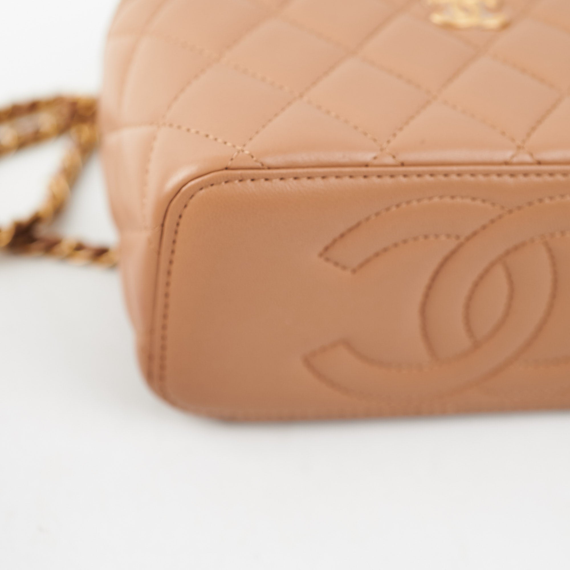 CHANEL Lambskin Quilted Metal Mini Top Handle Rectangular Flap