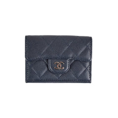 Chanel Caviar Compact Wallet Navy