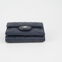 Chanel Caviar Compact Wallet Navy