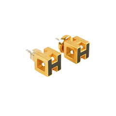 Hermes Caged D'H Earrings Gold/Black