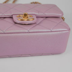 Chanel Caviar My Perfect Square Mini Iridescent Pink Microchipped