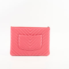 Chanel O Case Medium Chevron Pink Lambskin - Series 24