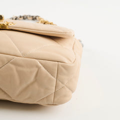 Chanel 19 Small Beige Lambskin Crossbody Bag Series 30