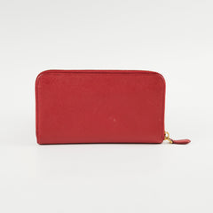 Prada Saffiano Long Zip Wallet Red