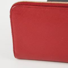 Prada Saffiano Long Zip Wallet Red