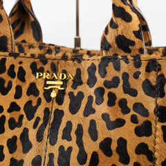 Prada Cavallino Leopard Brown Calf Hair Tote