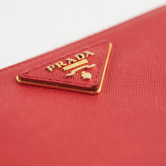 Prada Saffiano Long Zip Wallet Red