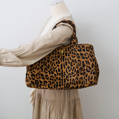 Prada Cavallino Leopard Brown Calf Hair Tote