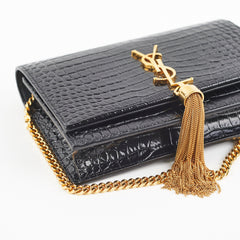 Saint Laurent Kate Tassel Black Wallet On Chain WOC