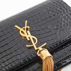 Saint Laurent Kate Tassel Black Wallet On Chain WOC