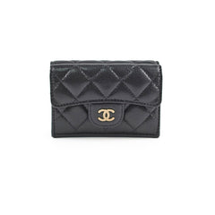 Chanel Caviar Tri-Fold Wallet Black