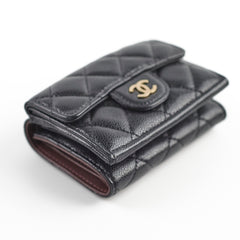 Chanel Caviar Tri-Fold Wallet Black