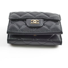 Chanel Caviar Tri-Fold Wallet Black