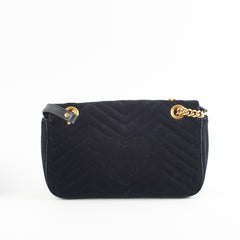 Gucci Marmont Small Suede Black Shoulder Bag