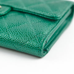 Chanel 18S Caviar Wallet Iridescent Emerald Green