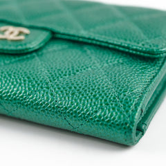 Chanel 18S Caviar Wallet Iridescent Emerald Green