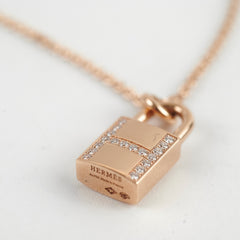 Hermes Kelly Cadenas Necklace Rose Gold with Diamonds