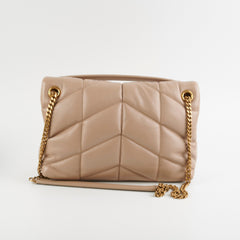 Saint Laurent Small Puffer Lou Beige Shoulder Bag