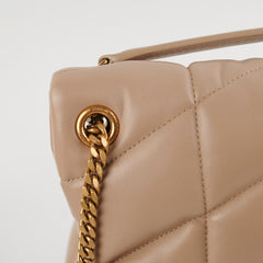 Saint Laurent Small Puffer Lou Beige Shoulder Bag