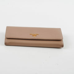 Prada Long Leather Wallet Large Beige