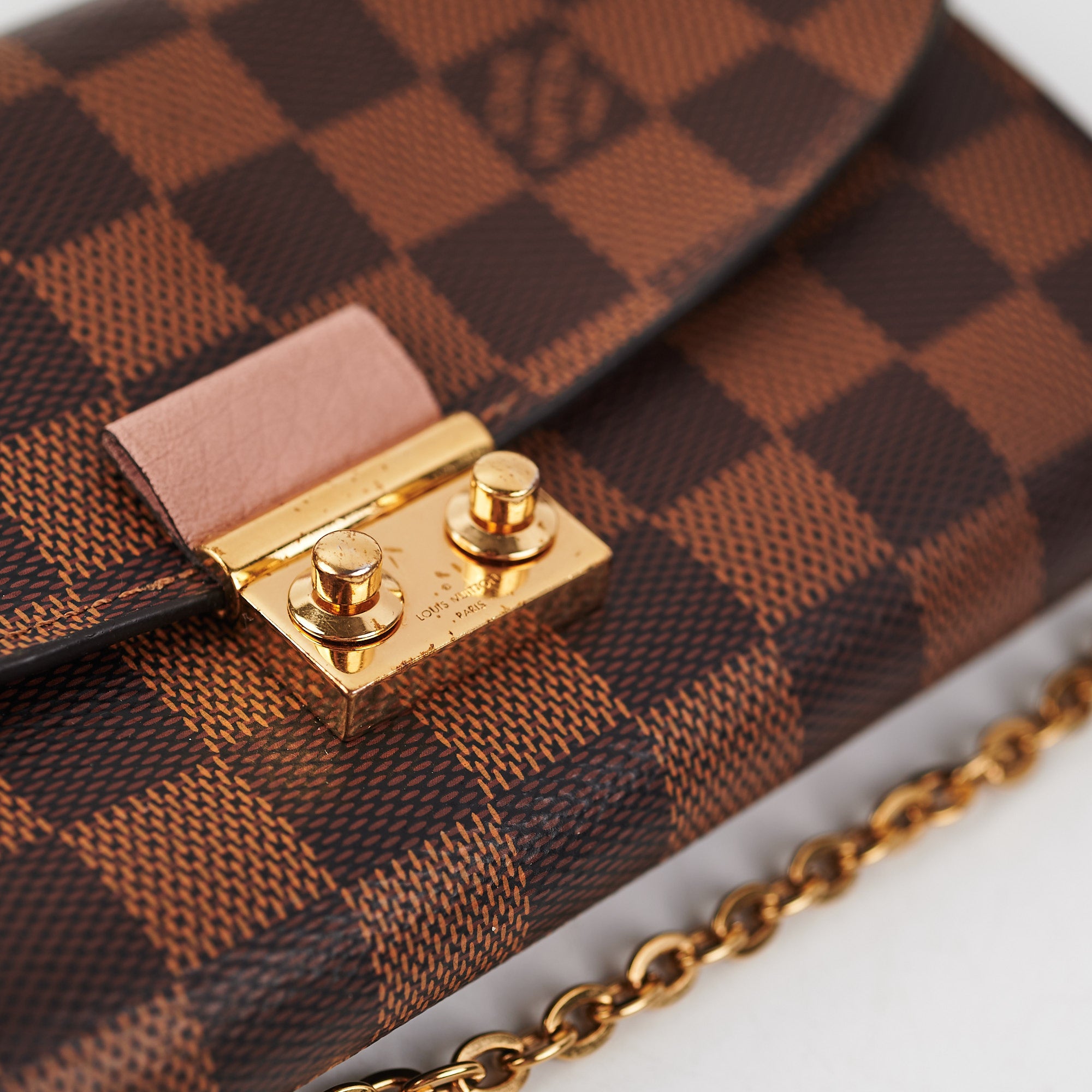 Authentic Louis Vuitton Damier Ebene Croisette Wallet On Chain