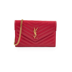 Saint Laurent Envelope Wallet On Chain Red