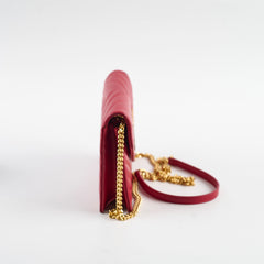 Saint Laurent Envelope Wallet On Chain Red