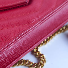 Saint Laurent Envelope Wallet On Chain Red