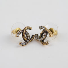 Chanel CC Crystal/Gold Earrings Costume Jewel