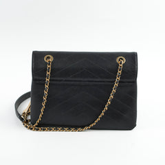 Chanel Seasonal Flap Chevron Black Shoulder Bag- Series 25