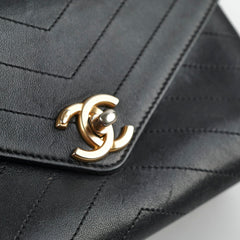 Chanel Seasonal Flap Chevron Black Shoulder Bag- Series 25