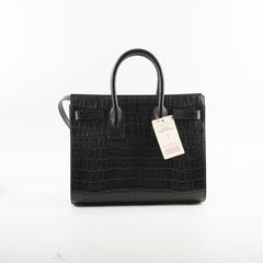 Saint Laurent Sac De Jour Small Croc Embossed Black Bag