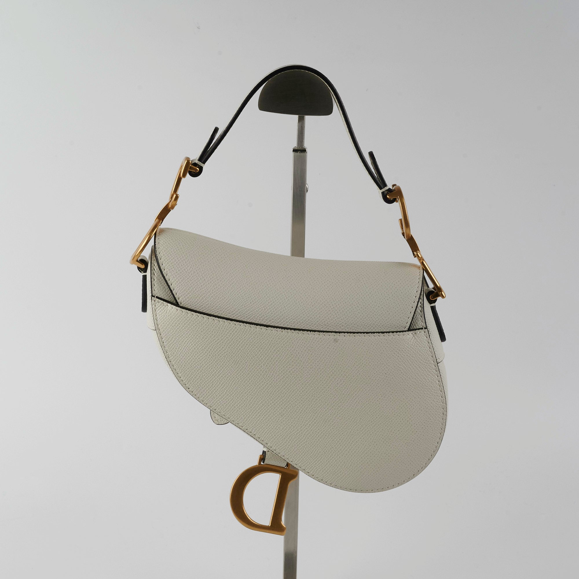 Dior - Mini Saddle Bag with Strap Latte Grained Calfskin - Women