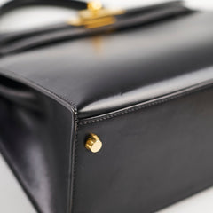 Hermes Kelly 32 Box Leather C Square Stamp Black