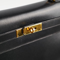 Hermes Kelly 32 Box Leather C Square Stamp Black