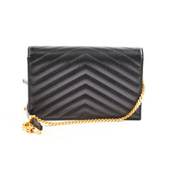 Saint Laurent Cassandre Envelope Wallet on Chain WOC Black