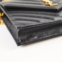 Saint Laurent Cassandre Envelope Wallet on Chain WOC Black