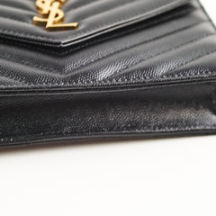 Saint Laurent Cassandre Envelope Wallet on Chain WOC Black