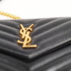 Saint Laurent Cassandre Envelope Wallet on Chain WOC Black