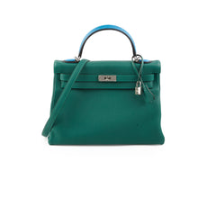 Hermes Kelly 32 Togo Malachite Au Pas- A Stamp