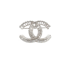 Chanel CC Logo Silver Brooch Costume Jewellery