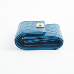 Chanel Boy Lambskin Quilted Flap Wallet Blue