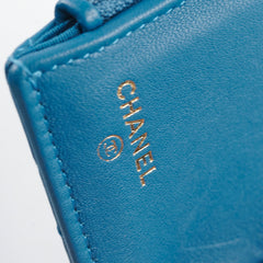 Chanel Boy Lambskin Quilted Flap Wallet Blue