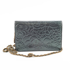 Chanel Camelia Embossed Wallet On Chain WOC Irrdescent Green