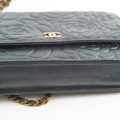 Chanel Camelia Embossed Wallet On Chain WOC Irrdescent Green