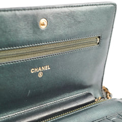 Chanel Camelia Embossed Wallet On Chain WOC Irrdescent Green