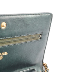 Chanel Camelia Embossed Wallet On Chain WOC Irrdescent Green