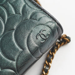 Chanel Camelia Embossed Wallet On Chain WOC Irrdescent Green